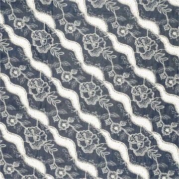 'milky way' embroidered, sequined denim - indigo