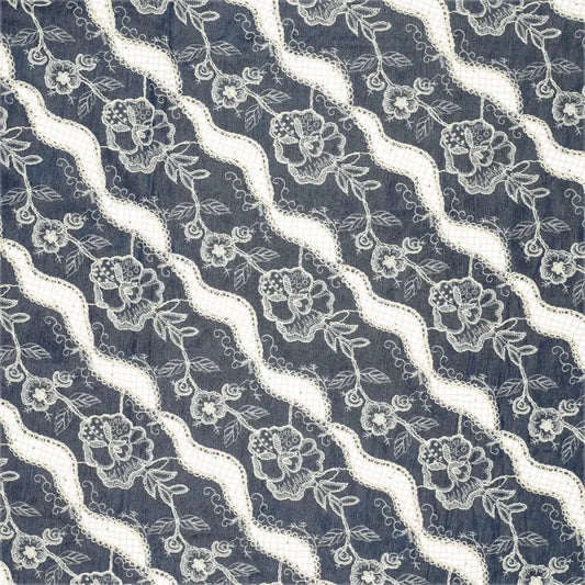 'milky way' embroidered, sequined denim - indigo