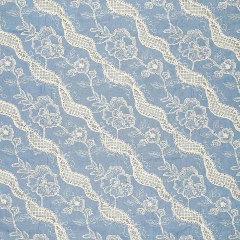 'milky way' embroidered, sequined denim - sky