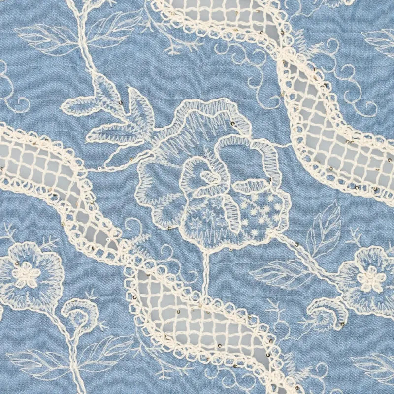 'milky way' embroidered, sequined denim - sky