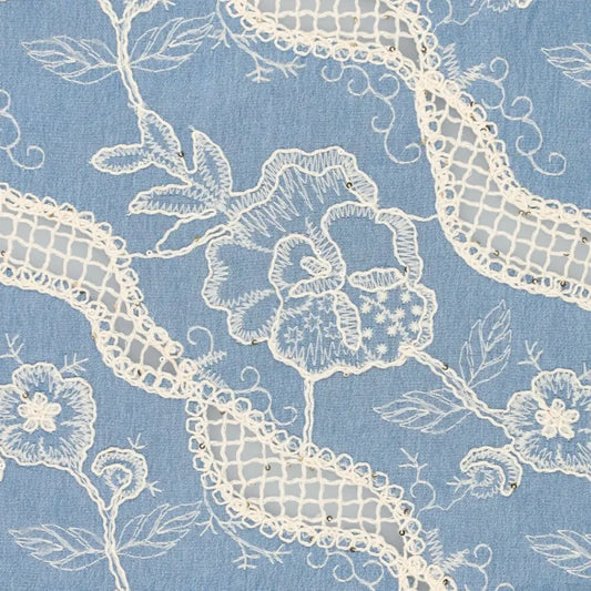 'milky way' embroidered, sequined denim - sky