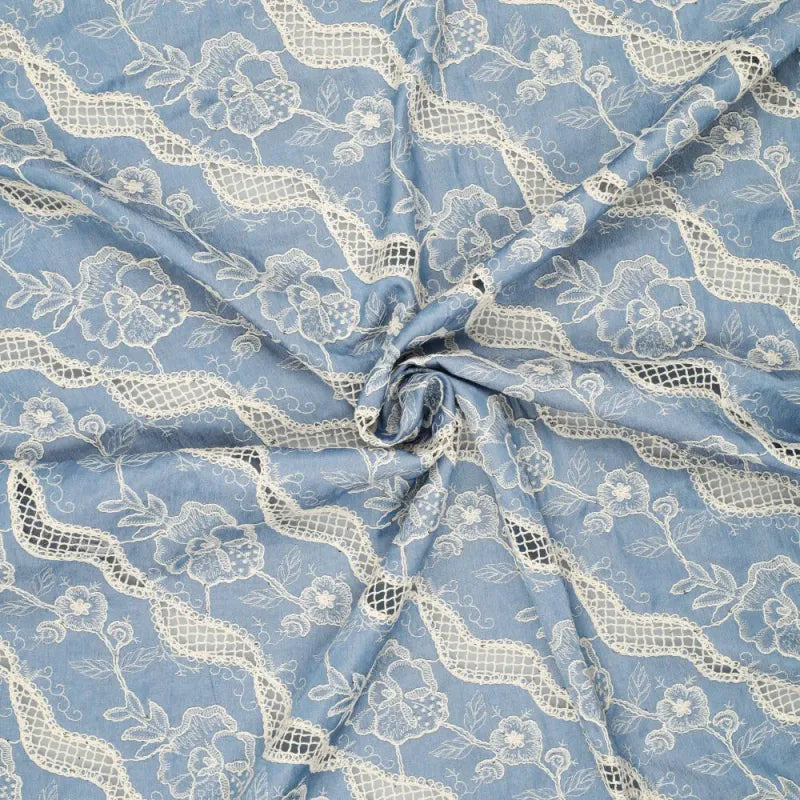 'milky way' embroidered, sequined denim - sky