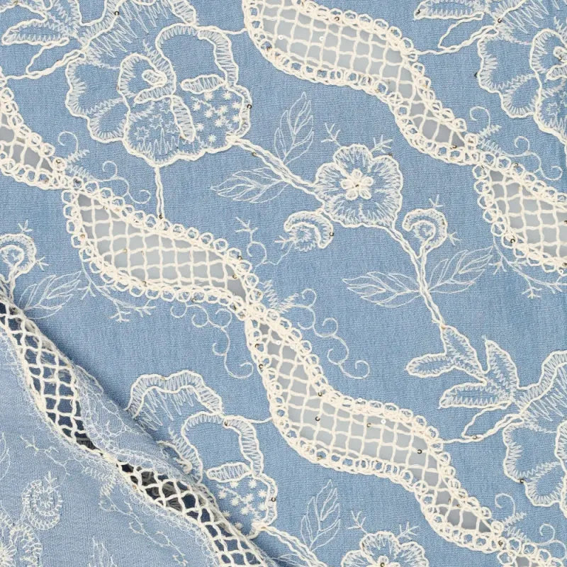 'milky way' embroidered, sequined denim - sky