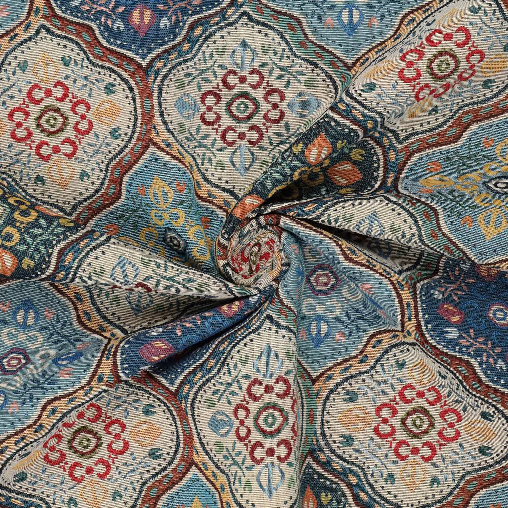 'tile by tile' woven jacquard tapestry