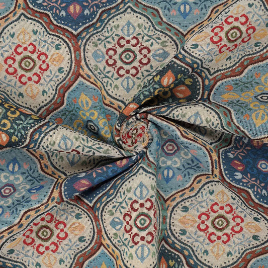 'tile by tile' woven jacquard tapestry