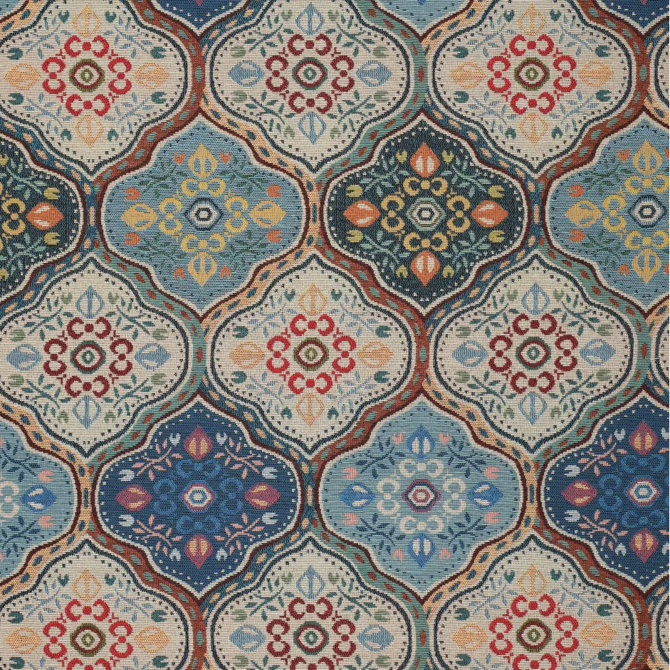 'tile by tile' woven jacquard tapestry