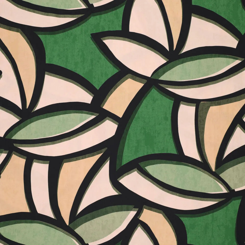 'abstract leaves' stretch viscose poplin - green