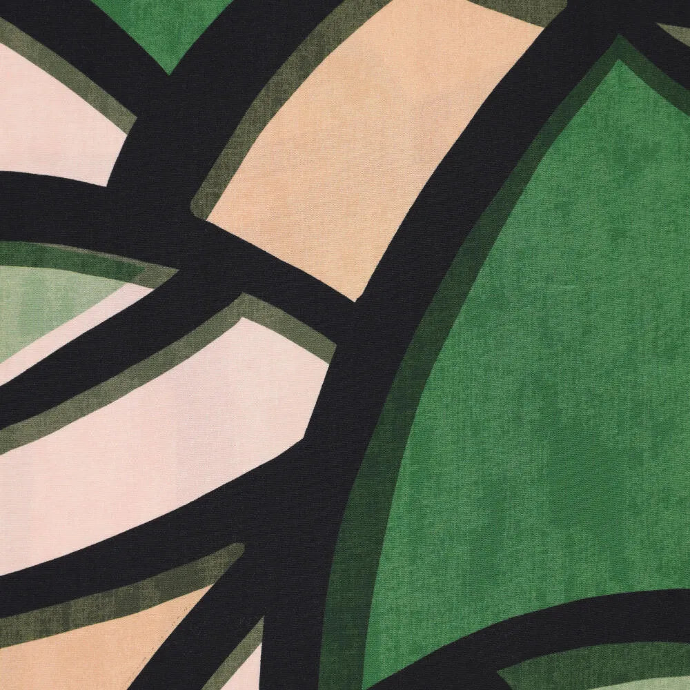 'abstract leaves' stretch viscose poplin - green