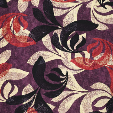'pressed leaves' drapey viscose stretch twill - plum