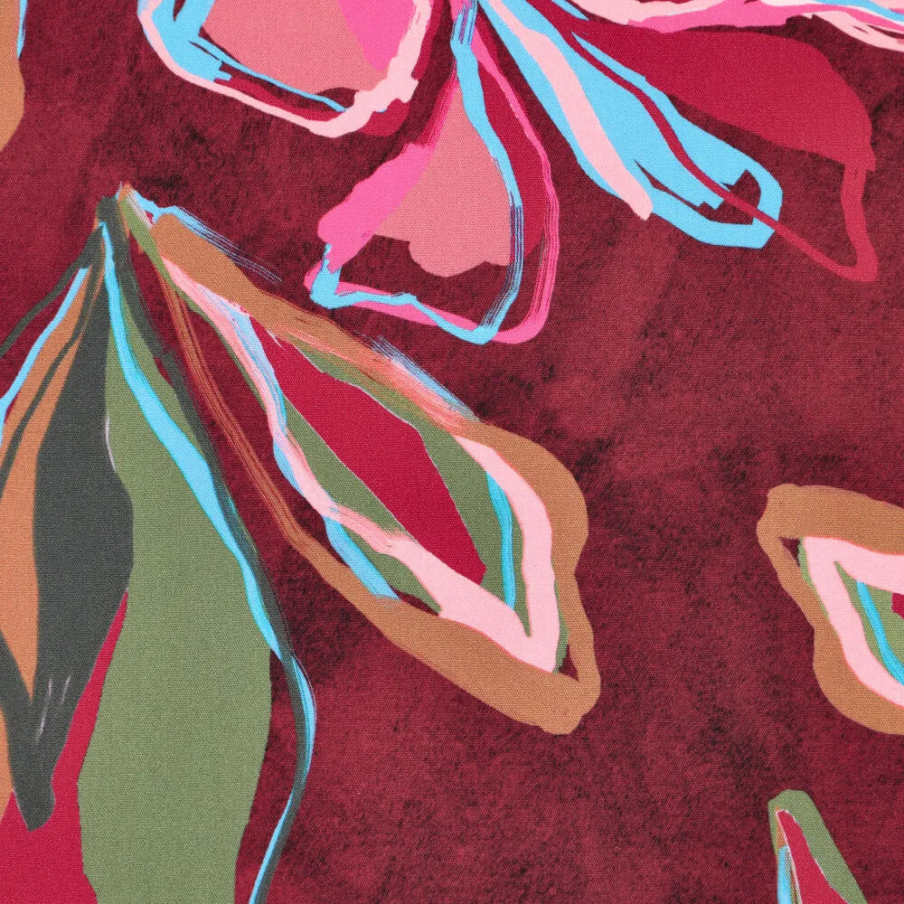 'vineyard blooms' viscose stretch twill, Oeko-Tex cert.