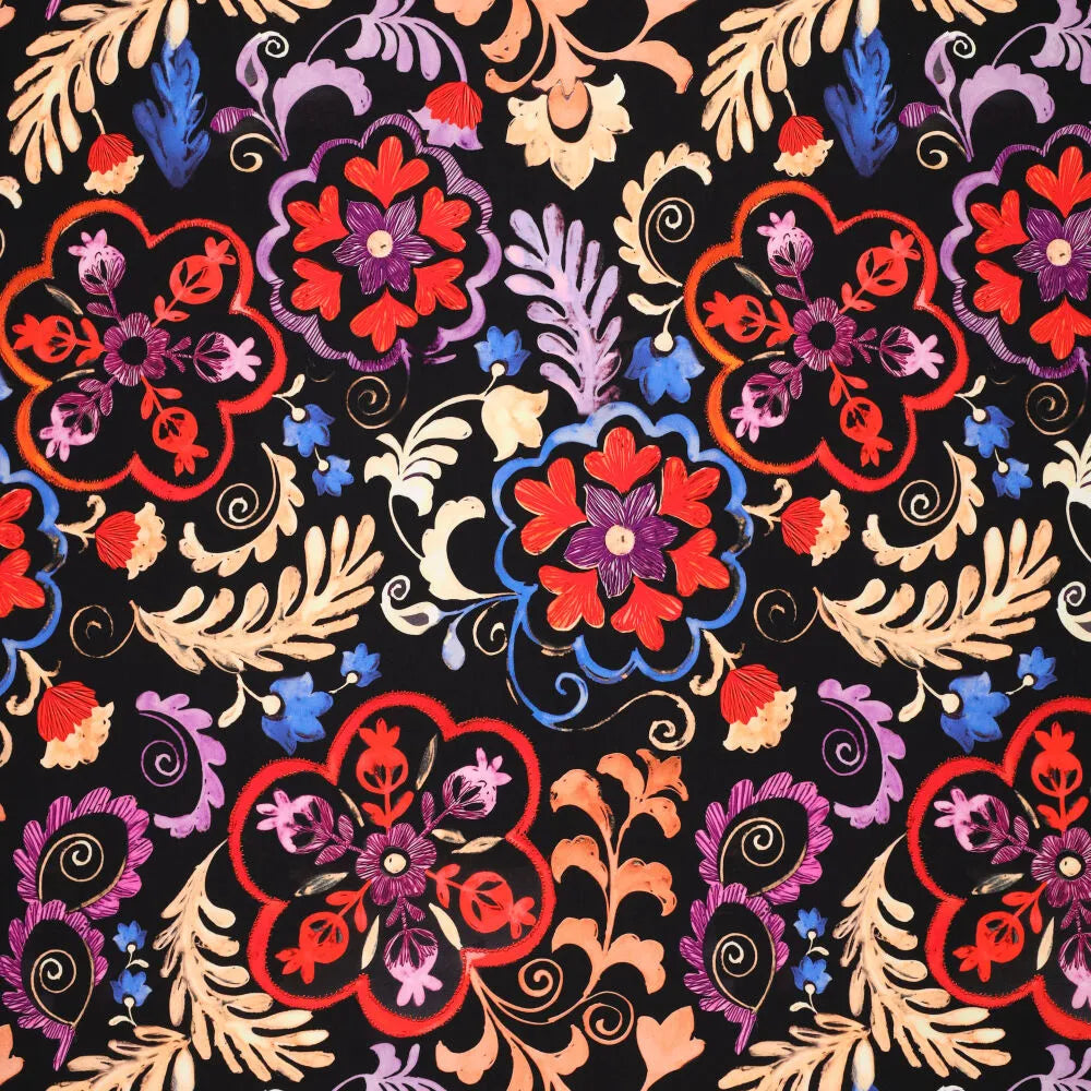 'ornamental' stretch viscose woven - red