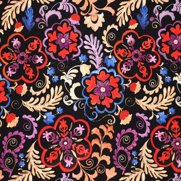 'ornamental' stretch viscose woven - red