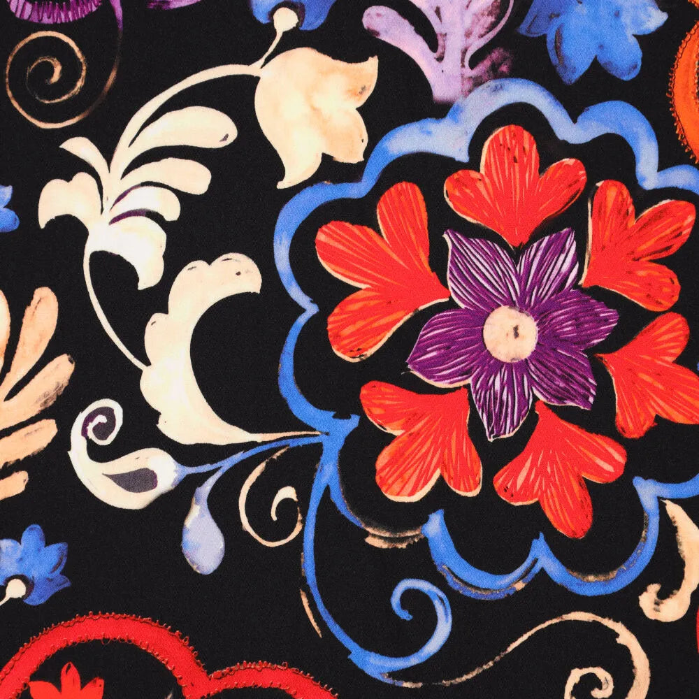 'ornamental' stretch viscose woven - red