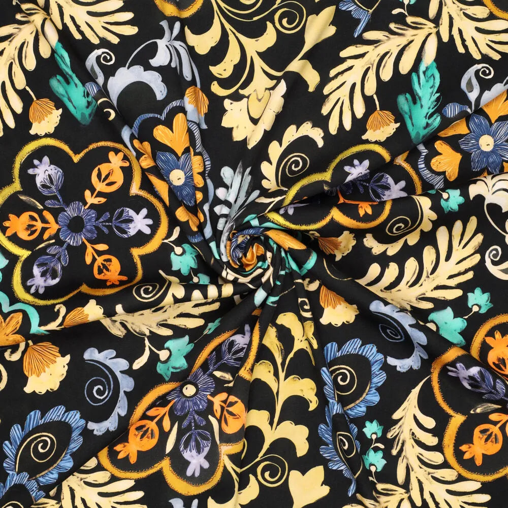 'ornamental' stretch viscose woven - yellow