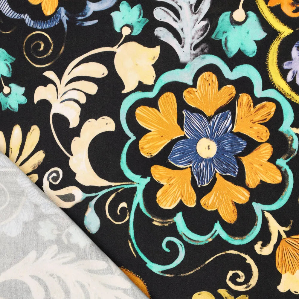 'ornamental' stretch viscose woven - yellow