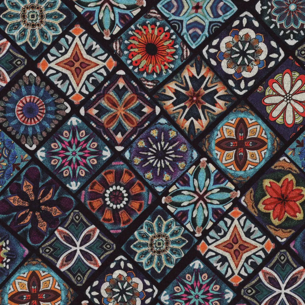 'tilework' drapey viscose blend doubleknit, Oeko-Tex cert.
