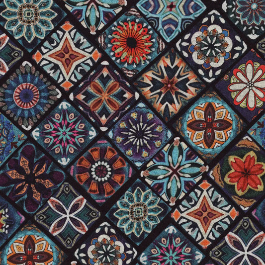 'tilework' drapey viscose blend doubleknit, Oeko-Tex cert.