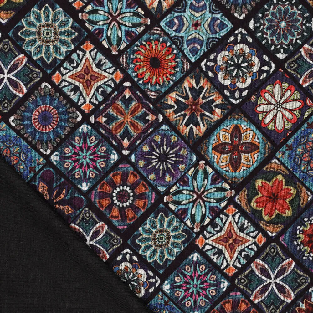 'tilework' drapey viscose blend doubleknit, Oeko-Tex cert.