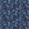 'block print floral' drapey viscose blend doubleknit, Oeko-Tex cert. - blue