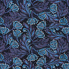 'block print floral' drapey viscose blend doubleknit, Oeko-Tex cert. - blue