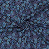 'block print floral' drapey viscose blend doubleknit, Oeko-Tex cert. - blue