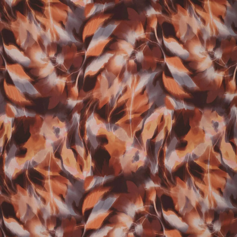 viscose woven, printed 'reflection of leaves' - spice