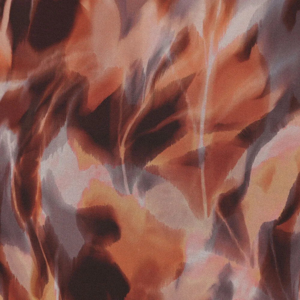 viscose woven, printed 'reflection of leaves' - spice