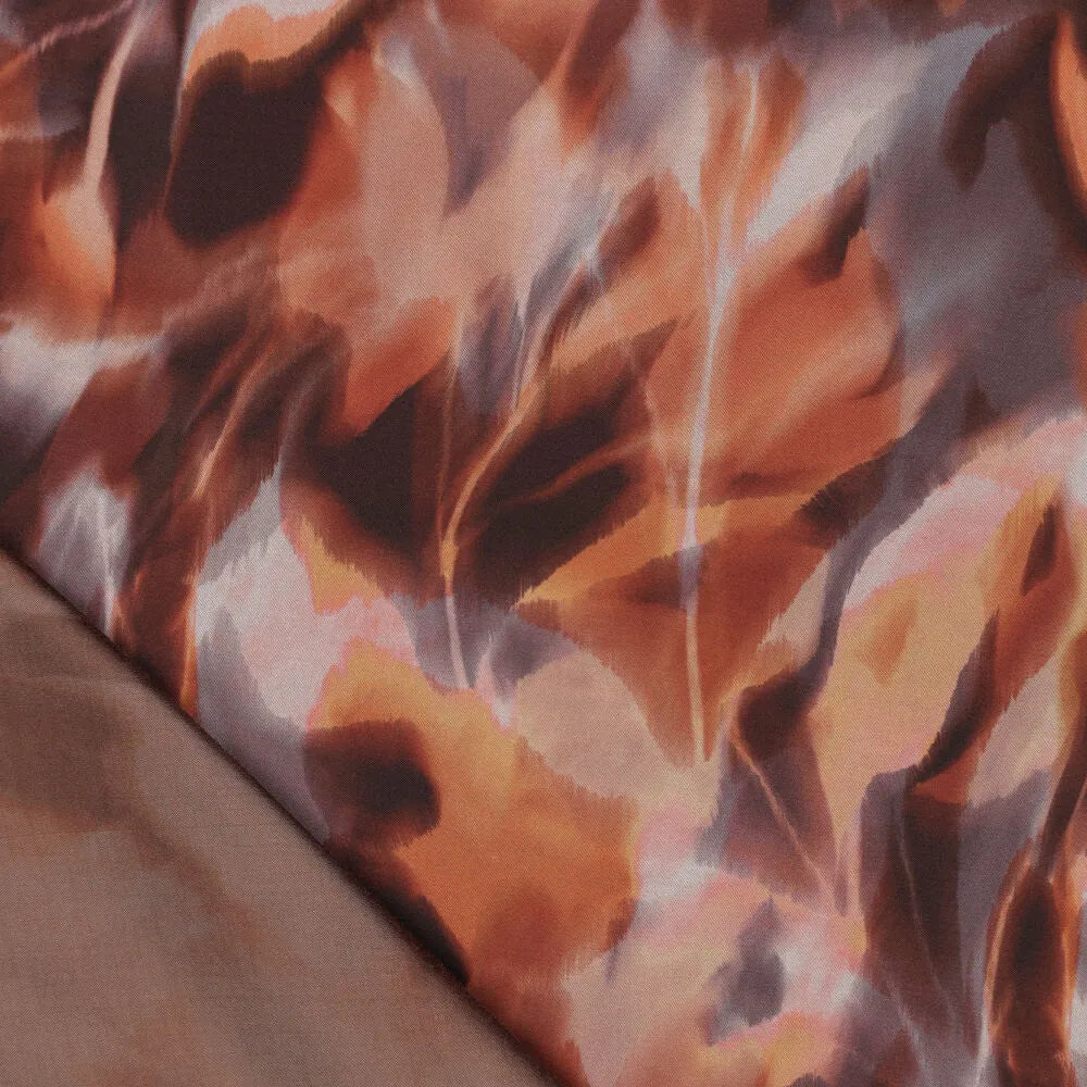 viscose woven, printed 'reflection of leaves' - spice