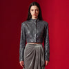 'roma sequin' printed ponte doubleknit, Oeko-Tex Cert. - denim blue