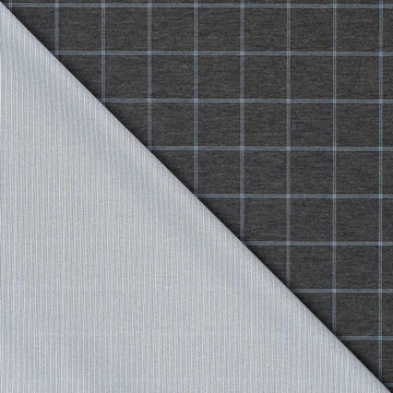 'windowpane/stripe' reversible viscose blend ponte - graphite/blue