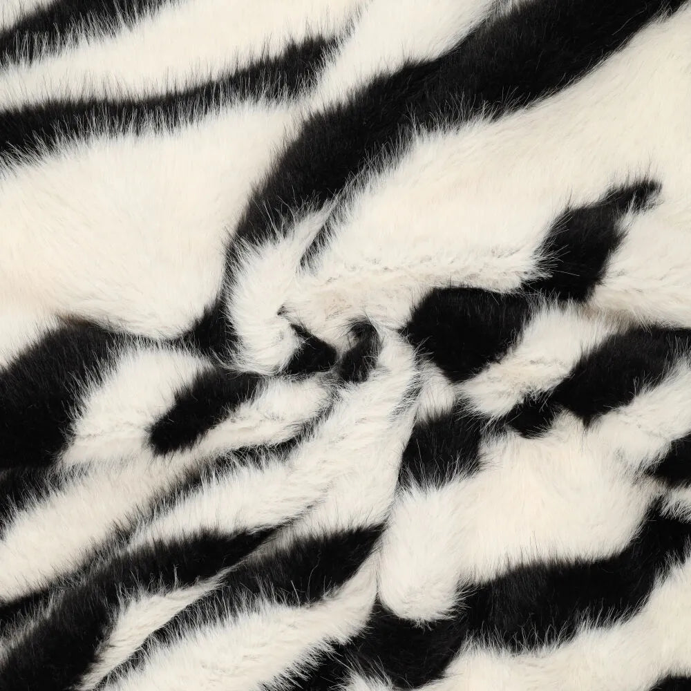 faux fur 'Bengal stripe' Oeko-Tex cert. - black/winter white