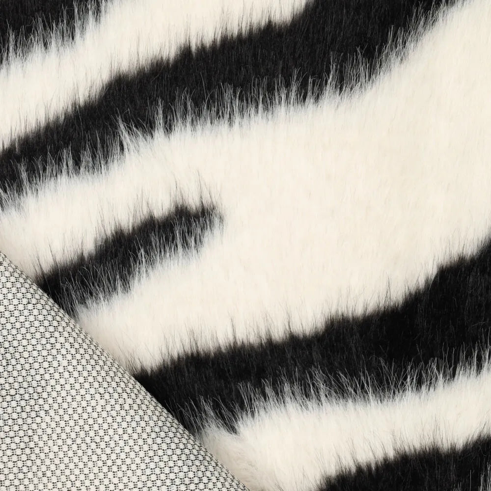 faux fur 'Bengal stripe' Oeko-Tex cert. - black/winter white