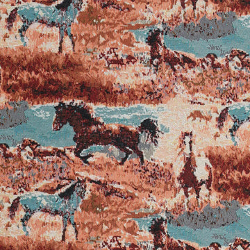 'wild horses' woven jacquard tapestry, oeko-tex cert.