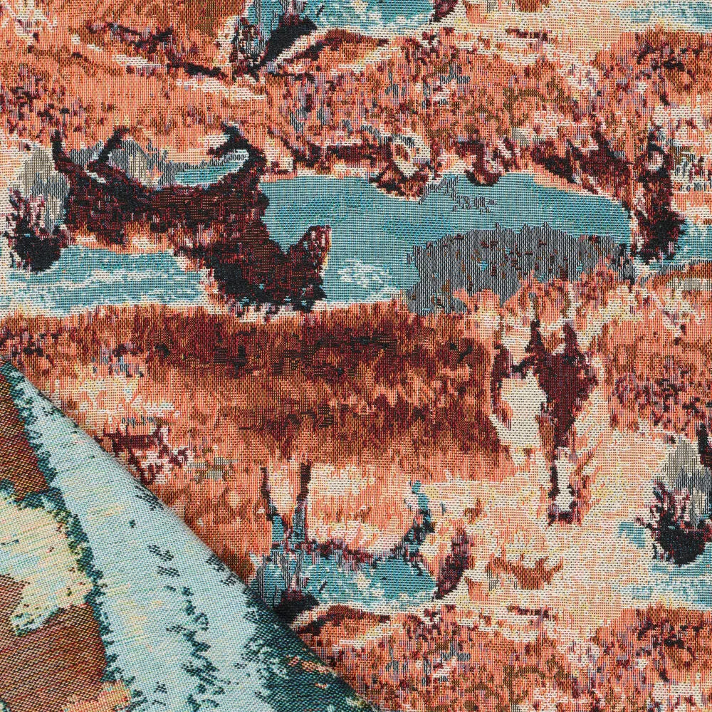 'wild horses' woven jacquard tapestry, oeko-tex cert.