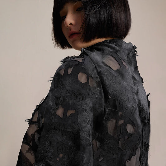 exquisite clipped weave viscose jacquard woven - black