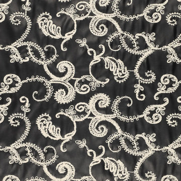 'Stevie' embroidered faux leather - black/natural