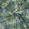 'forest florals' embroidered cotton pin wale corduroy - green