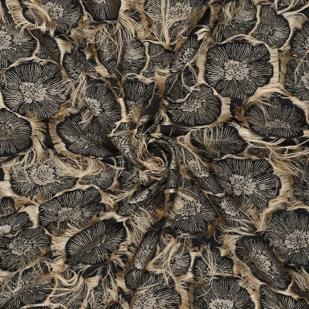 dressweight jacquard, textured novelty woven 'fringe flower'