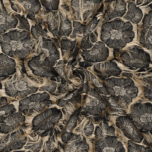 dressweight jacquard, textured novelty woven 'fringe flower'