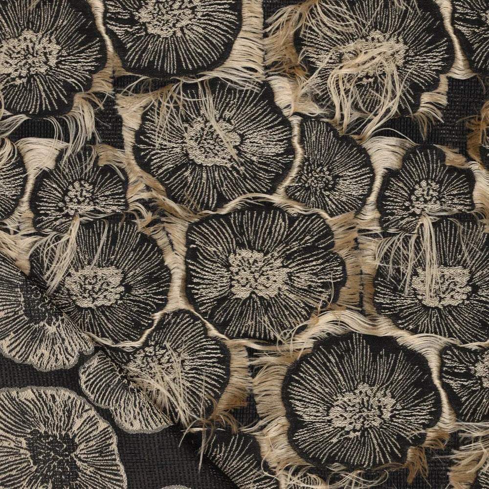 dressweight jacquard, textured novelty woven 'fringe flower'