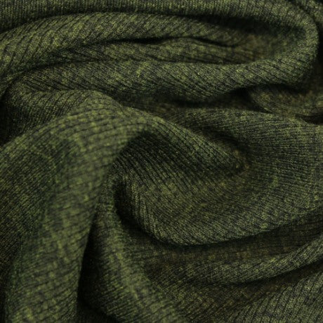 USA rayon spandex rib knit - heathered olive