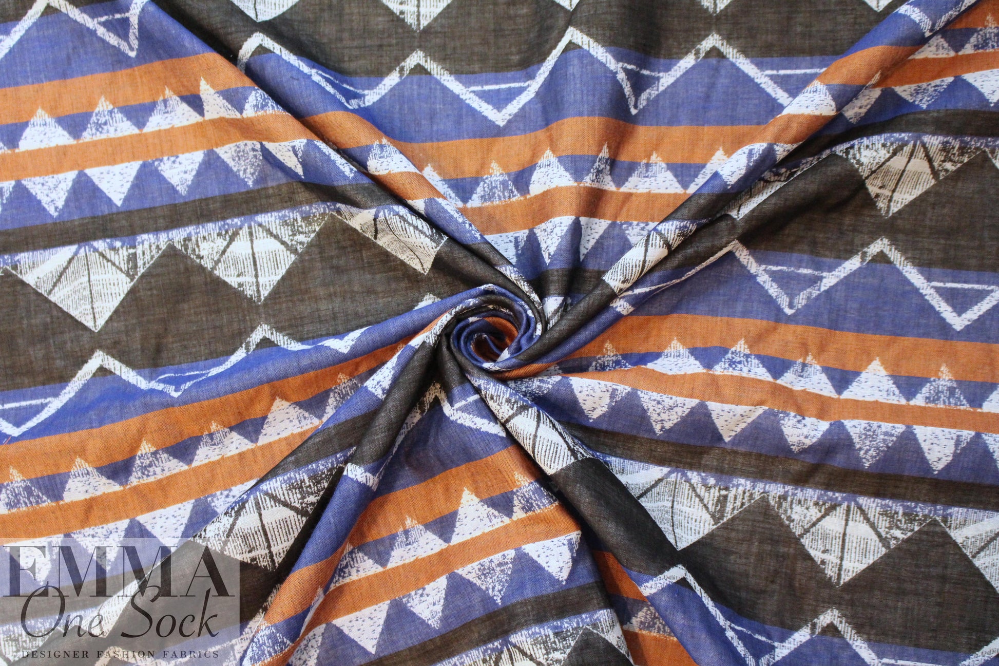 Italian cotton 2-ply woven - wood block stripe
