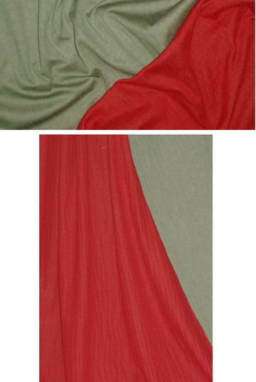 Italian loden/deep red 2-ply viscose jersey knit 1.4 yd