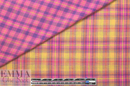 NY designer cotton 2-ply yarn-dyed plaid - citrus/pink