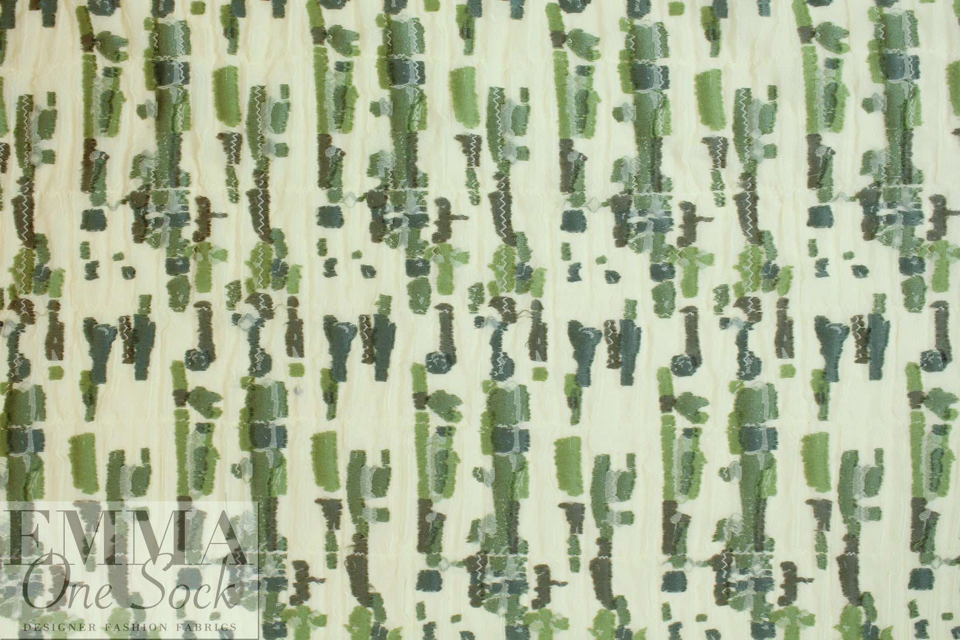 NY designer green tones 2-ply clipped matelasse'