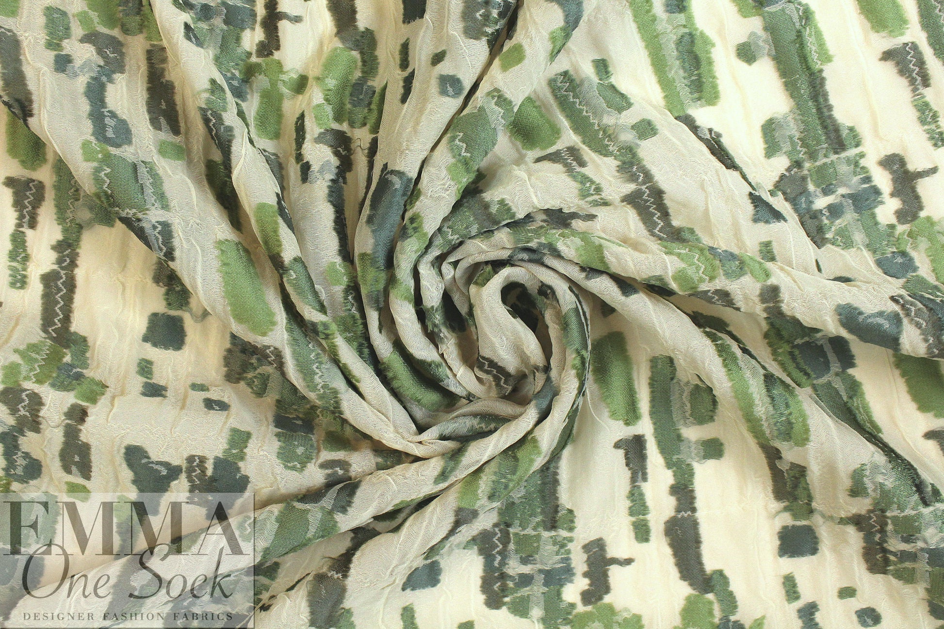 NY designer green tones 2-ply clipped matelasse'