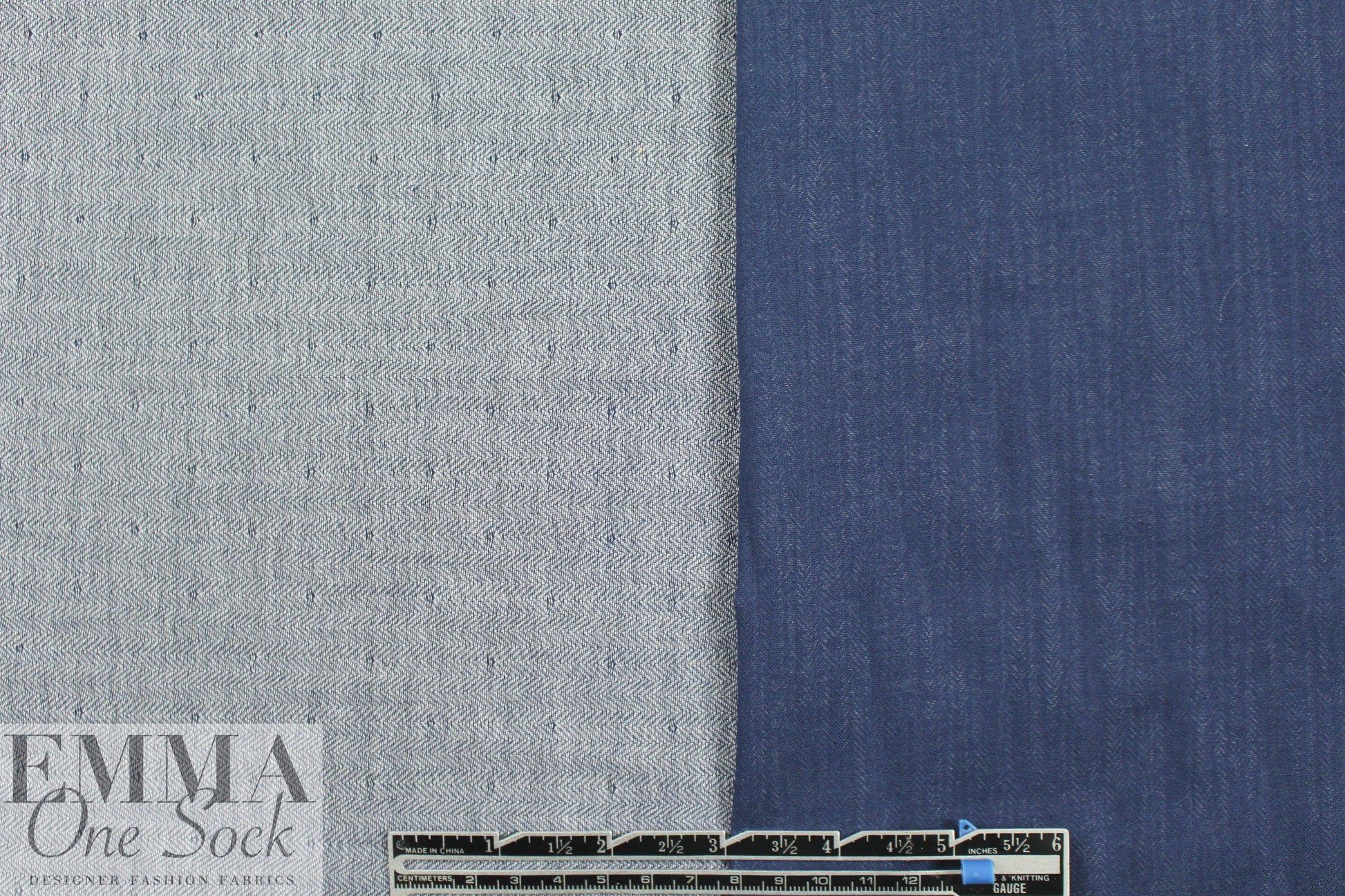 Japanese cotton 2-ply y-d reversible herringbone - blue .875 yds