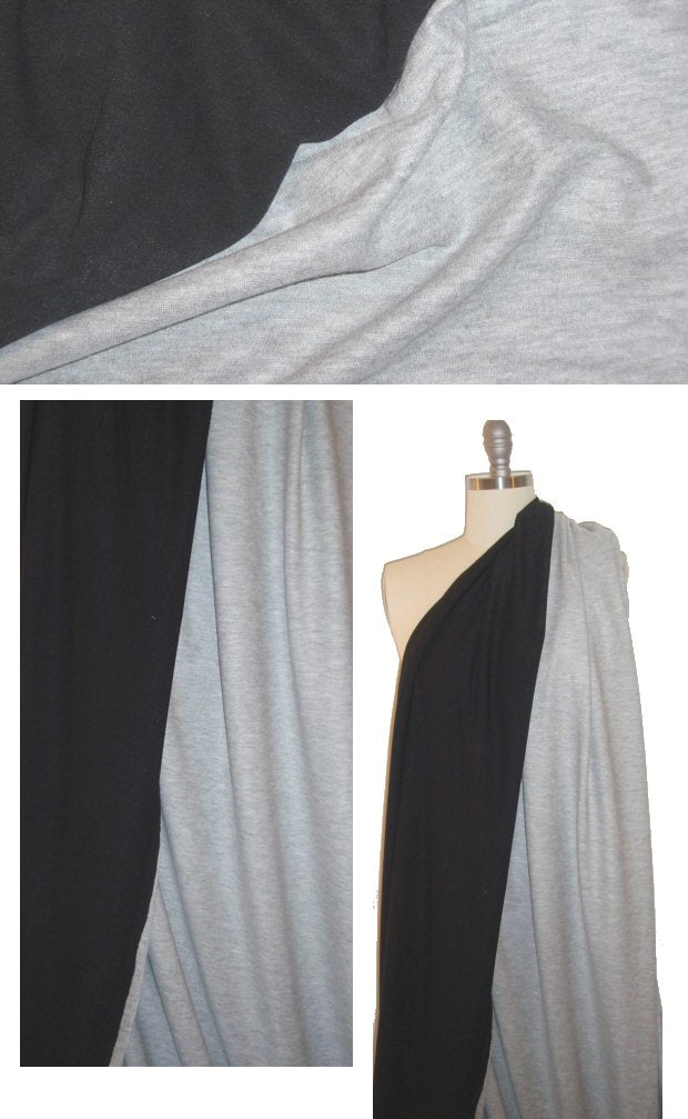 CA designer light gray/black reversible jersey knit 1.5 yd