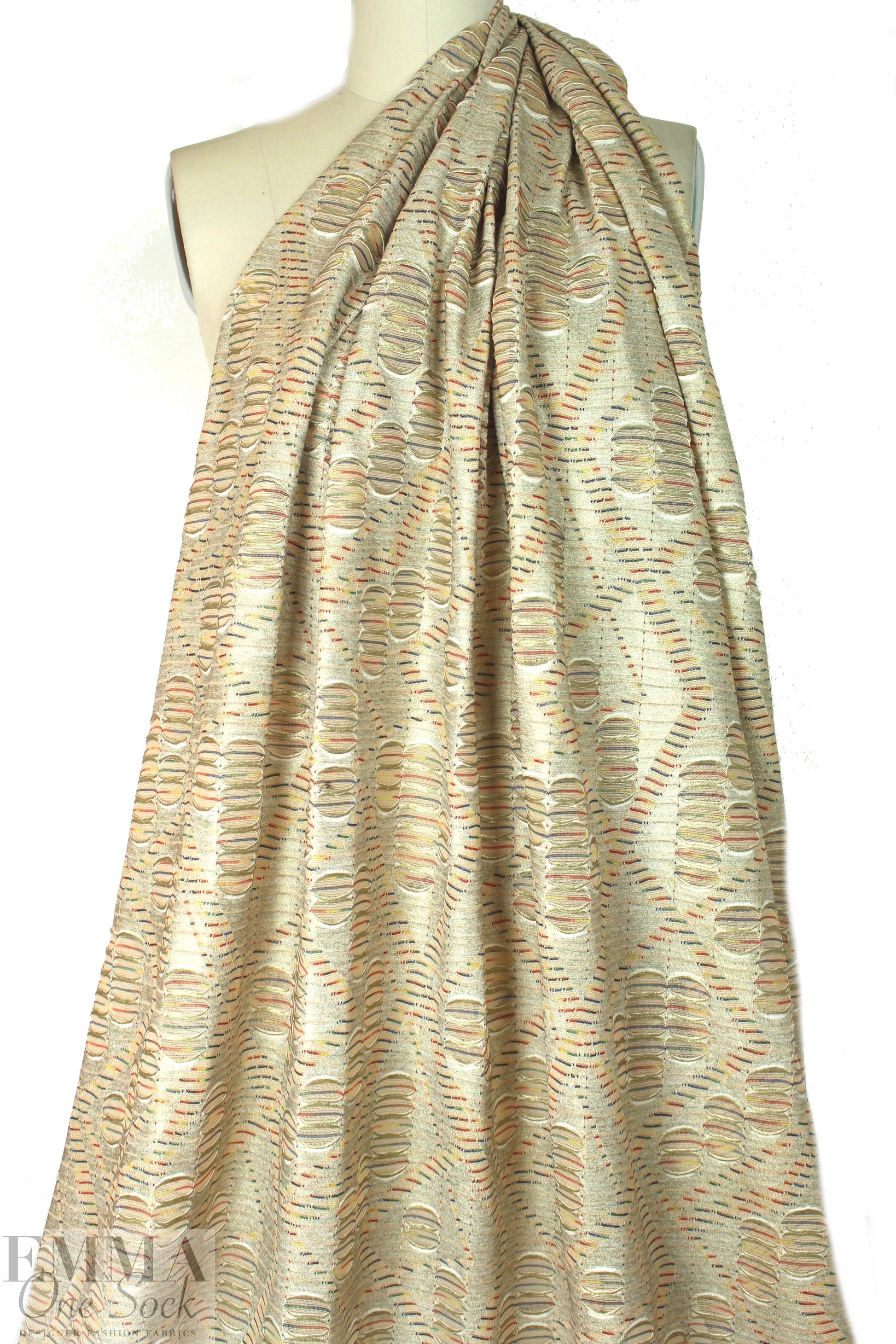 NY designer 'criss cross' metallic yarn dye 2-ply knit