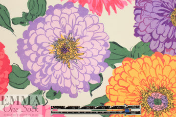 Italian digital dahlia 2-ply poly crepe 2.5 yds Minor Flaw